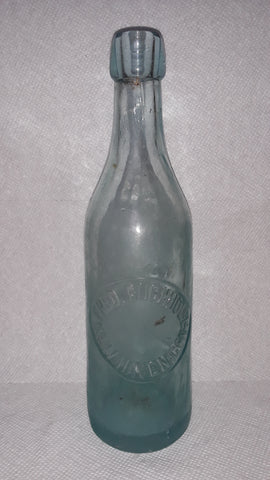 Fred. Buchholz New Haven, Con. Karl Hutter New York Aqua Blob-Top Beer Bottle