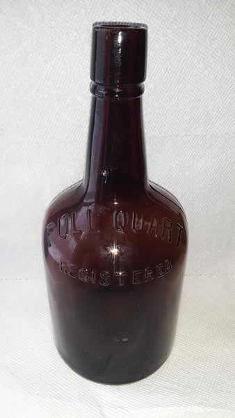 WRITE & TAYLOR DISTILLERS LOUISVILLE, KY. FULL QUART REGISTERED AMBER WHISKY BOTTLE