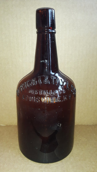 WRITE & TAYLOR DISTILLERS LOUISVILLE, KY. FULL QUART REGISTERED AMBER WHISKY BOTTLE