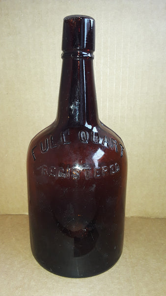 WRITE & TAYLOR DISTILLERS LOUISVILLE, KY. FULL QUART REGISTERED AMBER WHISKY BOTTLE