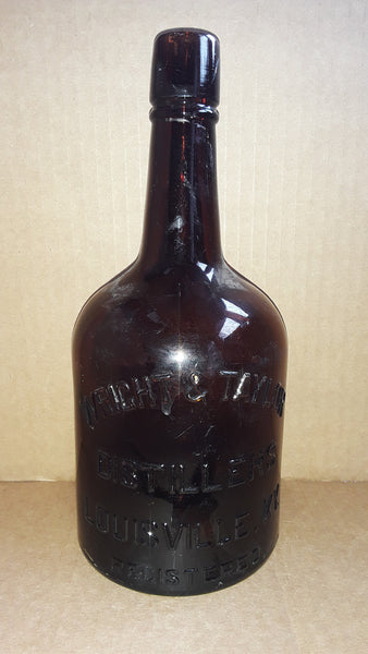 WRITE & TAYLOR DISTILLERS LOUISVILLE, KY. REGISTERED FULL QUART AMBER WHISKY BOTTLE