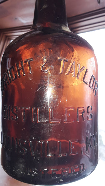 WRITE & TAYLOR DISTILLERS LOUISVILLE, KY. REGISTERED FULL QUART AMBER WHISKY BOTTLE