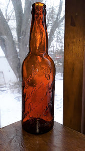 HINCKEL BREWING Co ALBANY NY. BOSTON MASS. MANCHESTER N.H. REGISTERED AMBER BEER BOTTLE