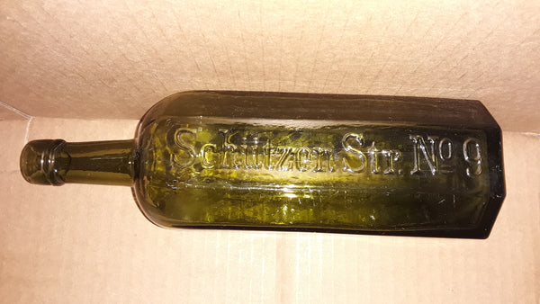 J.A. GILKA BERLIN Schiitzen Str. No 9 Green German Liquor Bottle